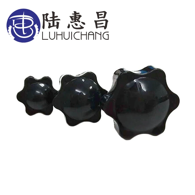 

luchang M5*8 Thread Replacement Male Thread Head Diameter 25MM Star Hand Knob Tightening Screw Black Silver Tone 25#