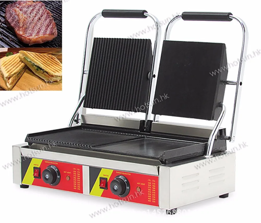 Double 110V 220V Electric Commercial Heavy Duty Sandwich Press Steak