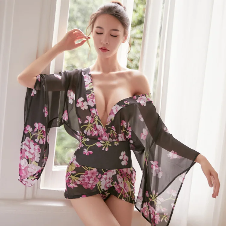 Сексуальное шифоновое кимоно в японском стиле сексуальная Babydoll Эротическое