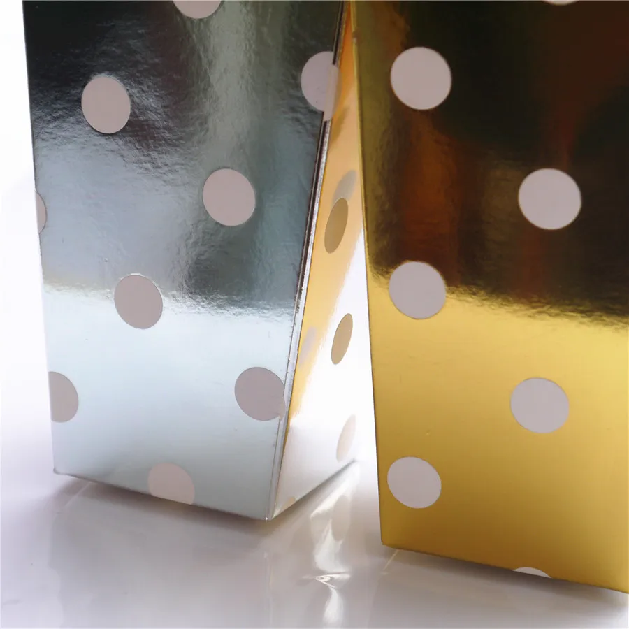 Блестящий металлик золотого и серебряного цвета, набор из 24 штук, коробки для попкорна Свадебная вечеринка наборы; детский душ для декора леденец Коробки