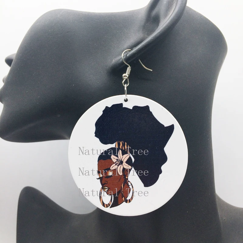 Free Shipping! Black Girl Wooden Earrings | Украшения и аксессуары