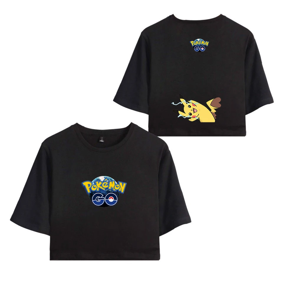 

2019 HIP HOP FASHION Anime Pokemon series Short Fashion Summer Short Sleeve T-Shirt Kpop Hot Street Lady Short T-Shirt