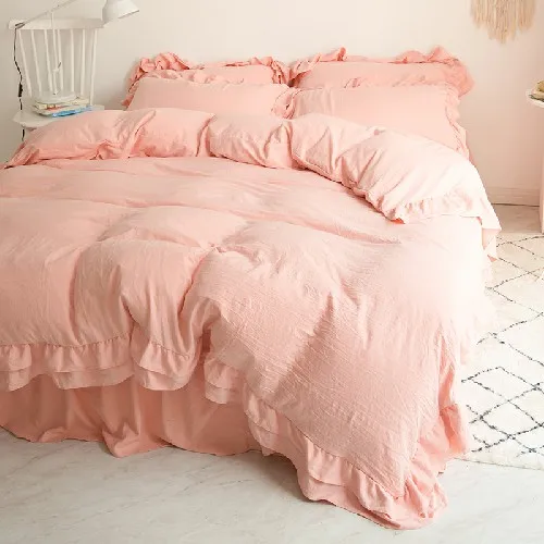 Девочки, белый, серый, розовый, мягкий пододеяльник, простыня, постельное белье, комплект постельного белья, queen king size, двойной комплект постельного белья, parure de lit ropa de cama - Цвет: bedding set 6