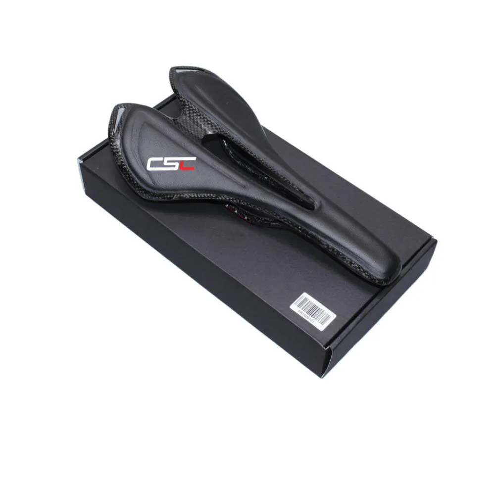 CSC full carbon road TT Track mountain bike saddle seat Bicycle Carbon Saddle + Leatherin