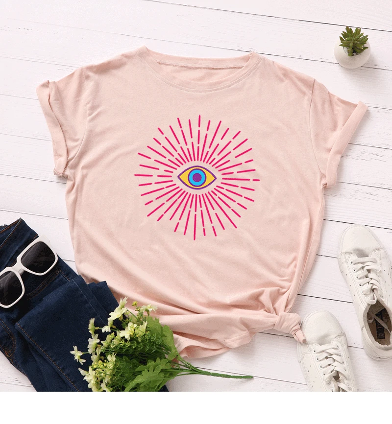 

Plus Size 5XL Graphic T Shirts Women Eye Printed Short Sleeve O-Neck Loose Tee Harajuku Shirt Woman Clothes