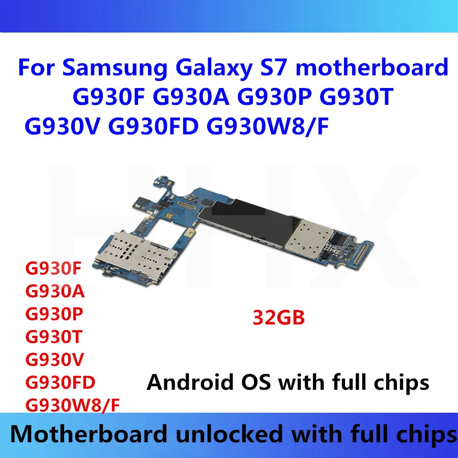 

S7 Motherboard unlocked for Samsung Galaxy S7 G930F/G930A/G930P/G930T/G930V/G930FD G930W8/F motherboard 32gb mainboard Android