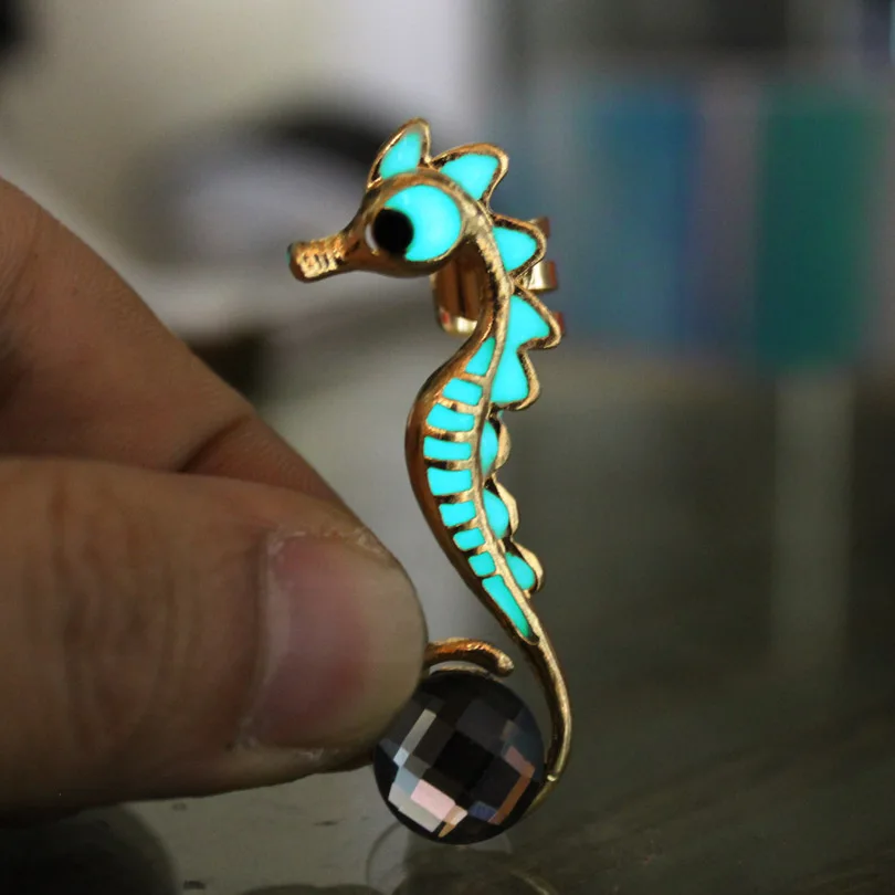 

The seahorse Ear Cuff Ear Cuff GLOW in the DARK Sea horse Ear clip earrings Stud Earrings WOMEN girls gift jewelry