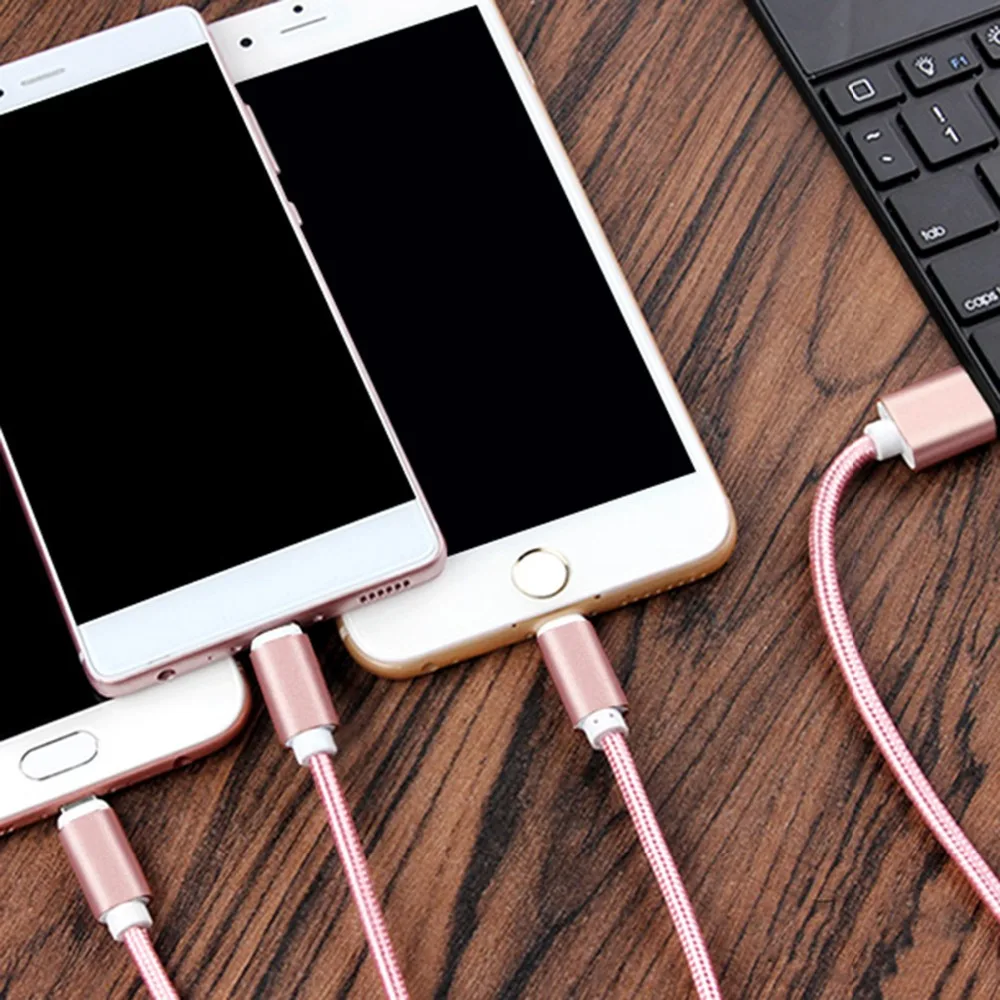 SOONHUA 3 в 1 USB Зарядное устройство кабель для iPhone кабель с разъемом микро-USB типа C для samsung Мобильный телефон Xiaomi нейлоновое плетеное зарядное