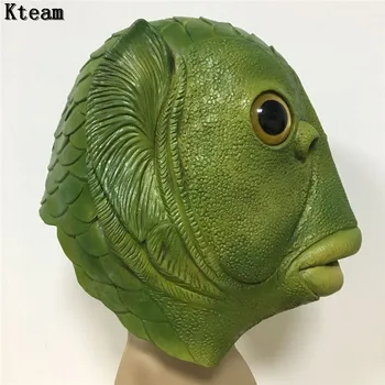 

2017 Funny Halloween Party Cosplay Latex Cute Masquerade Rubber Golden Fish Mask Realistic fish head Mask Animal Full Head Mask