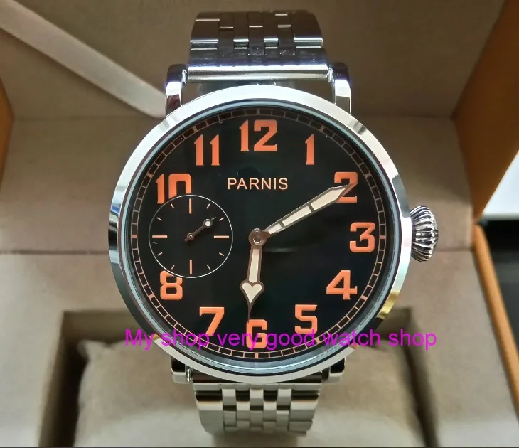 

46mm parnis Black dial Asian 6497 17 jewels Mechanical Hand Wind movement men watch Mechanical watches pa174-pp8