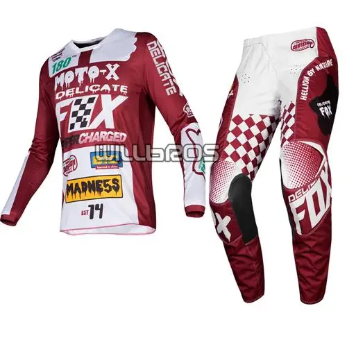 Delicate Fox MX 180 Czar Jersey Pants Combo Cardinal Maroon набор для взрослых передач для мотоцикла ATV Bike Moto Suit - Цвет: Red White