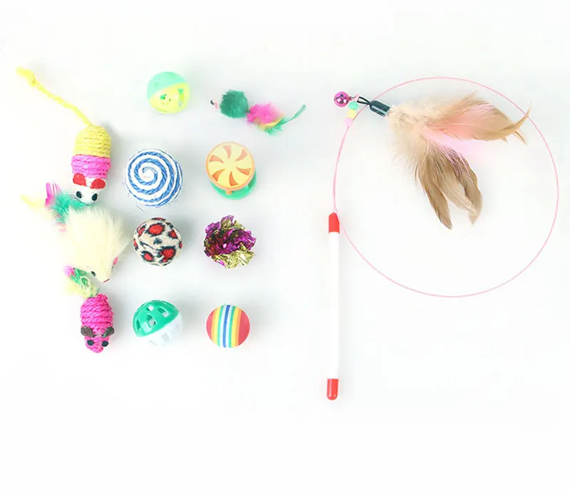 12 раз ПЭТ дизайн птица перо плюшевая пластиковая игрушка мышь Колокольчик для кошек Catcher Teaser Toy