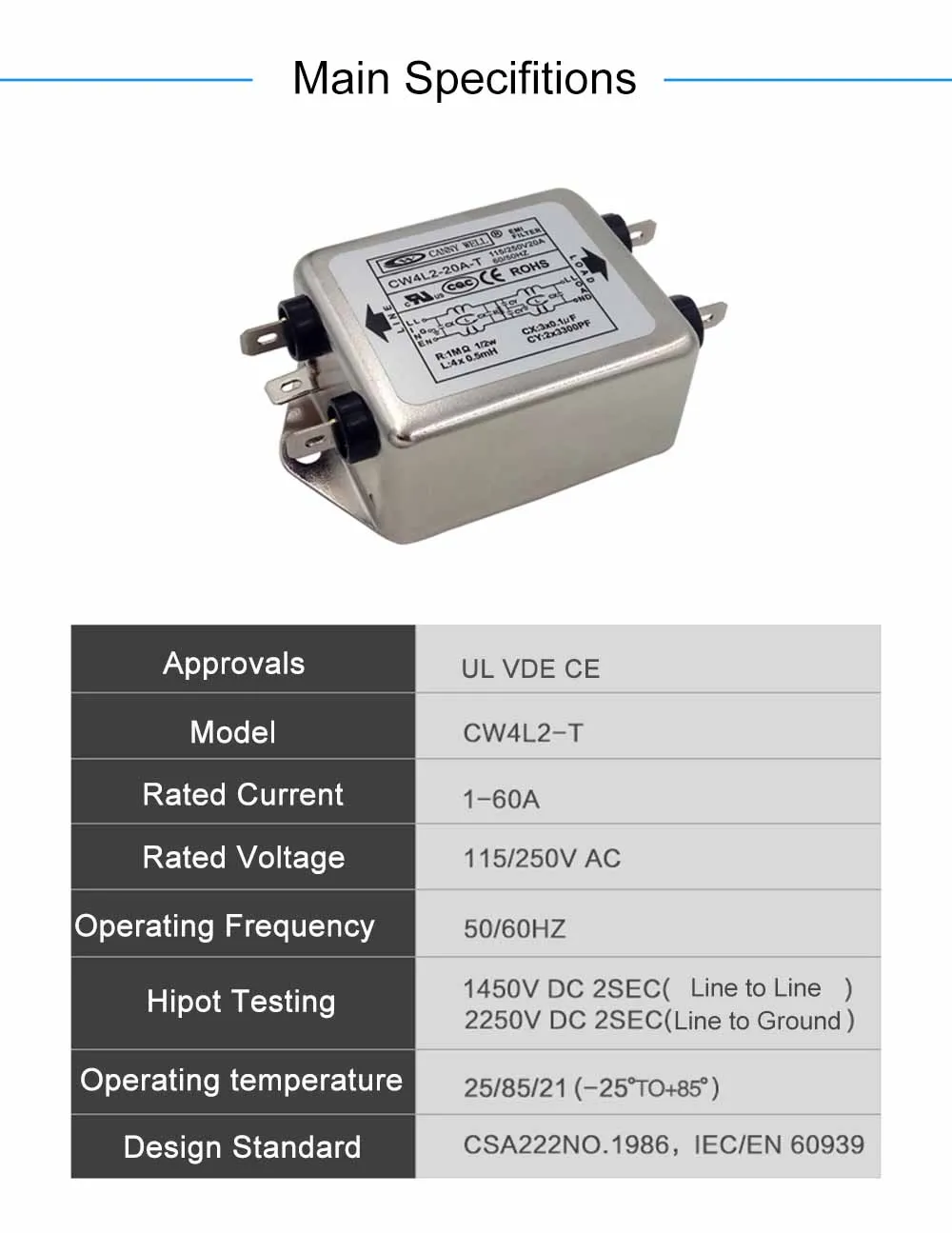 JHCHMX высокое качество Мощность фильтр EMI CW4L2-10A/15A/20A-T Однофазный AC 115 V/250 V 50/60 HZ для Co2 лазерной резки