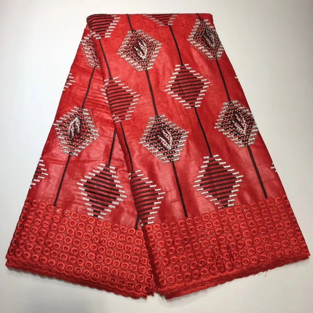 Нигерии кружевной ткани с бисером и камнями Базен brode getzner Анкара ткань парча в Гвинейском стиле 5yard/setXLZ-4