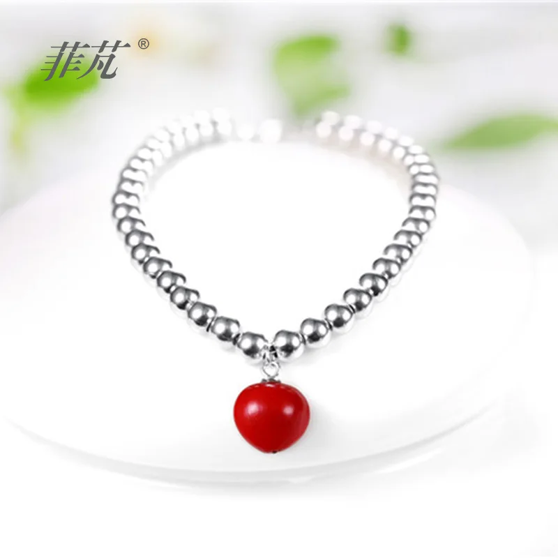 

2017 Fashion 925 Silver Bracelet Platimum Plated Good Gift for Women with Red Adzuki Bean & Cubic Zirconia Stone