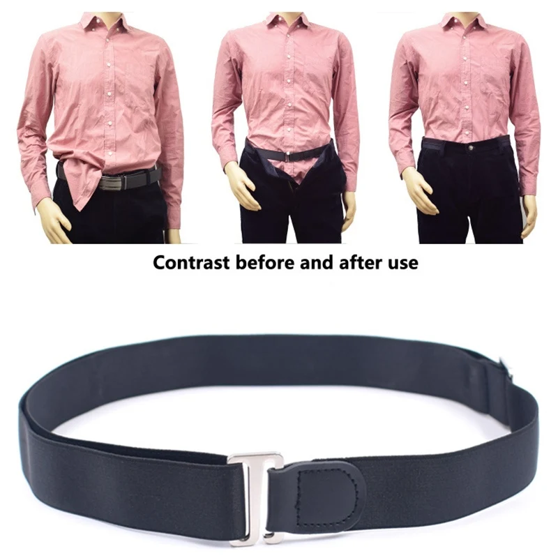

HUOBAO Fashion Shirt Holder Adjustable Near Shirt Stay Best Tuck It Belt for Women Men Work Interview Black Color