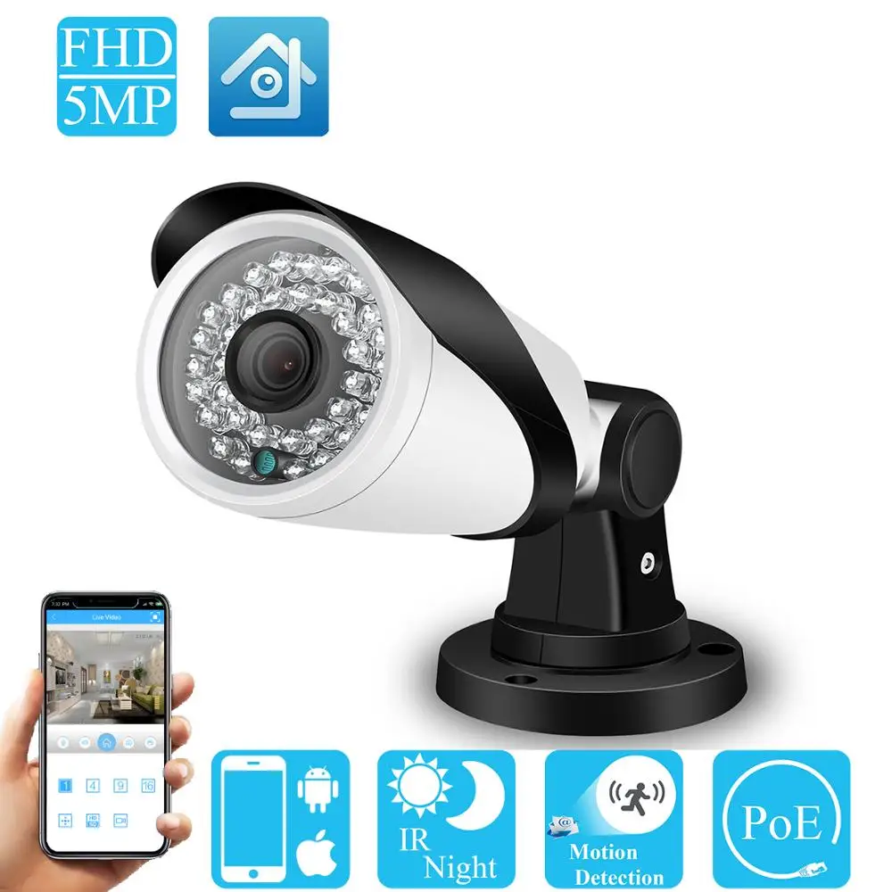 

BESDER Ultra HD 5MP PoE CCTV IP Camera 3MP 2MP Wired Street Security Camera Motion Detection Onvif IR Night Vision App XMEye