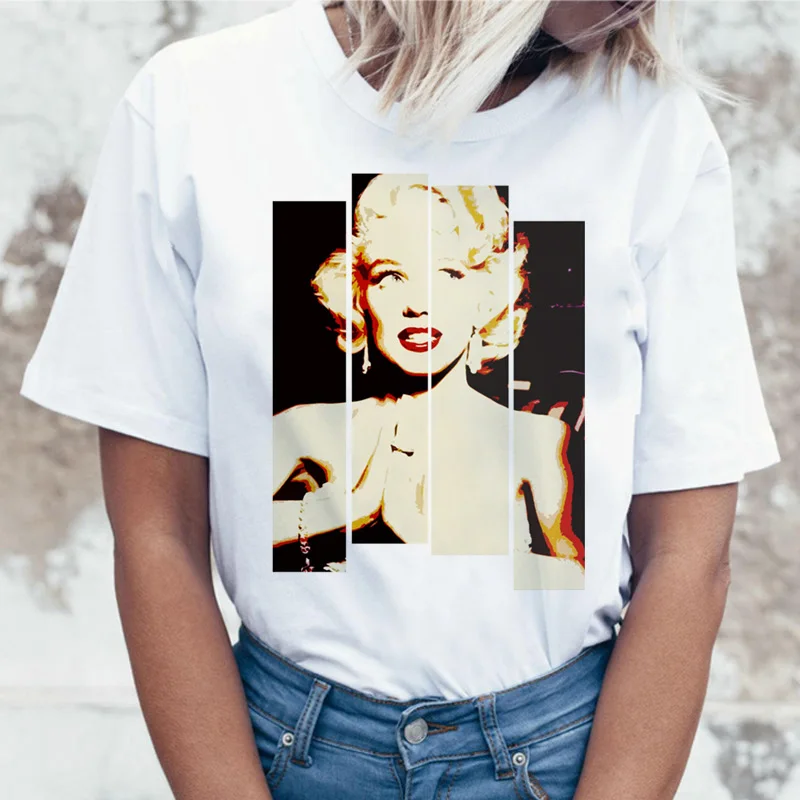 

marilyn monroe t shirt tshirt women femme top shirts streetwear t-shirt summer female new clothes funny grunge hip hop tee