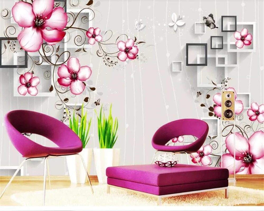 beibehang wallpapers for living room Custom purple flower ...