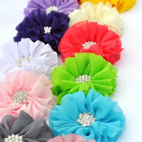 30pcs 6.5cm Solid Chiffon Ballerina Artificial Fabric Hair Flower