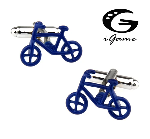 

New Arrival High Quality Gifts for Men Designer Cuff links Copper Material Blue Bicycle Design CuffLinks Free Shipping