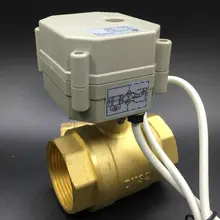 Латунь 2 Way DN32 моторизованный шаровой клапан TF32-B2-C нить bsp или NPT 1-1/4 ''DC9-35V 3/7 провода Вкл/Выкл Время 5Sec Metal Gear ce