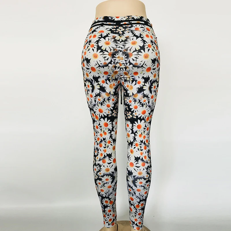 Plus Size Legins Sexy Legging Slim High Waist Yoga Pants Flower Print Leggings Quick-drying Leggins For Women Sport Legging