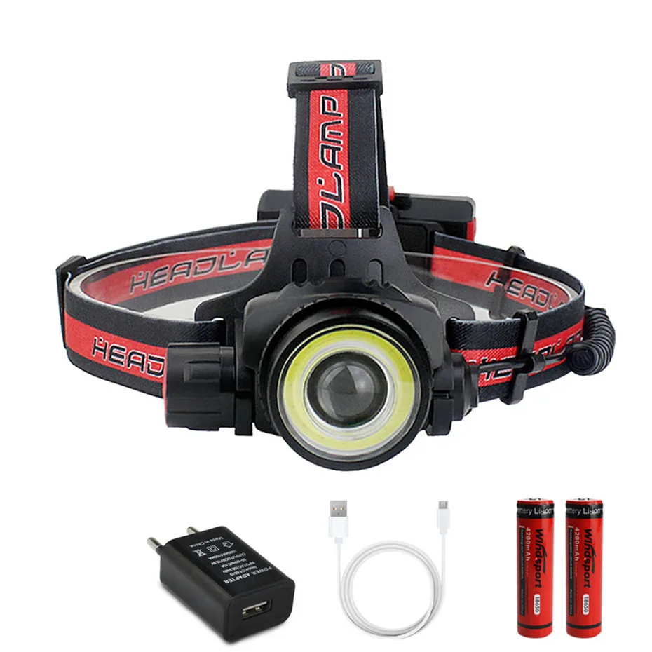 

Led Head lamp COB Head Light Flashlight Lantern Rechargeable 4 Modes Outdoor Lighting For Camping Hunting Fishing Running