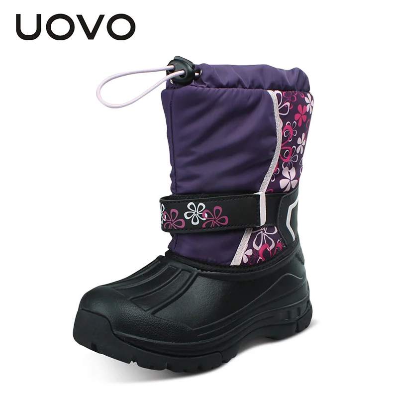 UOVO Kids Snow Boots Girls Boys Snow Boots Flower Fashion Winter Shoes Children Boots