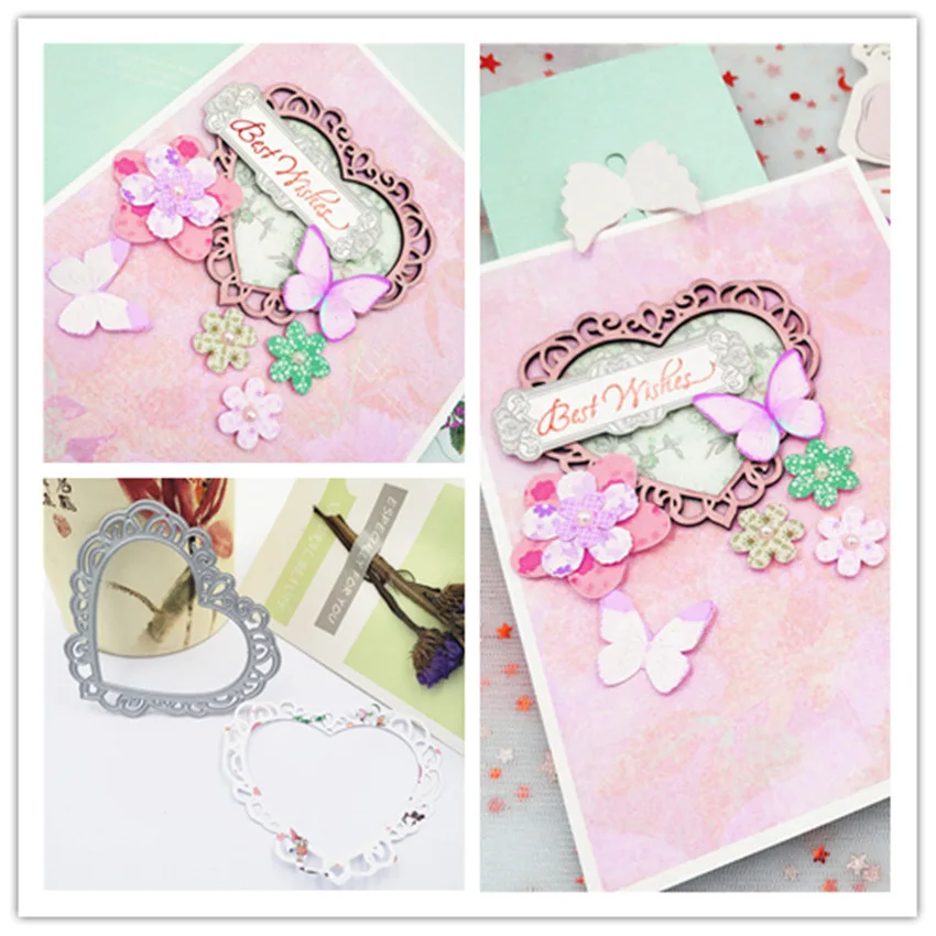 AZSG Heart-shape Frame Cutting Dies For DIY Scrapbooking Decorative Card making Craft Fun Decoration 8.2*7.7cm | Дом и сад