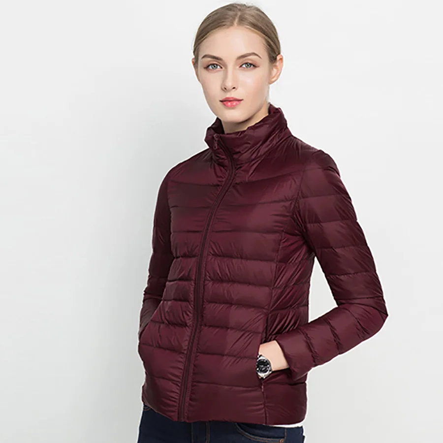Greatest  Winter Women Ultra Light Down Jacket 90% Duck Down Casual Jackets Long Sleeve Warm Coat Slim Parka 