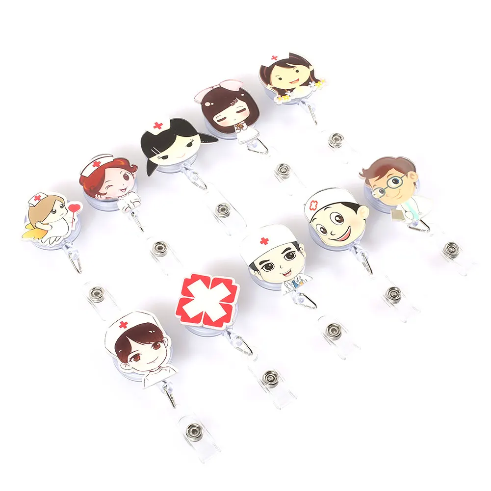 Cobee Cute Retractable Badge Holder Reel Student Nurse Exhibition ID Enfermera Name Card Badge Holder Office Stationery Supply
