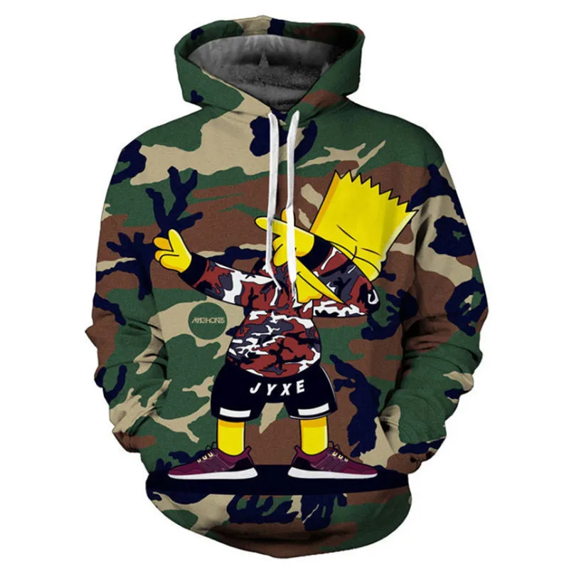 

Angry goldfish brand new foreign trade spot 3d printing large size spring and autumn fashion camouflage men's hoodie sweatshirt