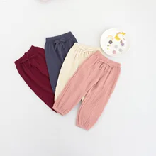 Модная новинка для новорожденных детская одежда для девочек мальчиков хлопок мнется шаровары брюки леггинсы штаны с бантом От 0 до 4 лет