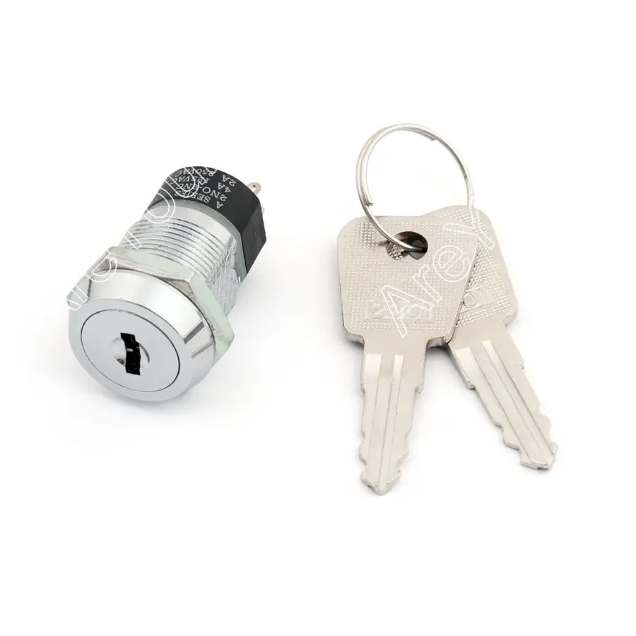 

Areyourshop Key Switch D286 19mm Security Electronic Key Lock Switch On/Off 4 Positon With Key Zinc