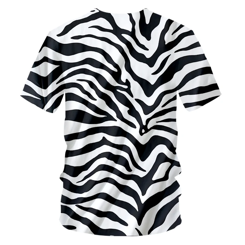 OGKB Летняя мужская черно-белая футболка с леопардовым принтом и круглым вырезом, 3D принт,, Одежда большого размера, Мужская футболка