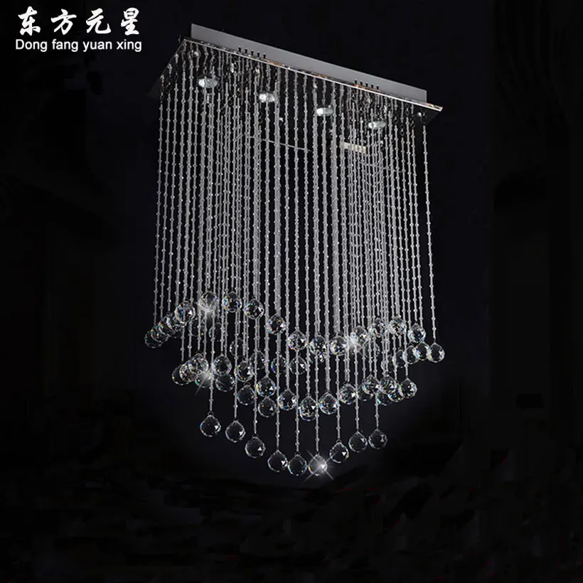 

luxury crystal hanging light rectangular restaurant crystal pendant lamp bar lighting
