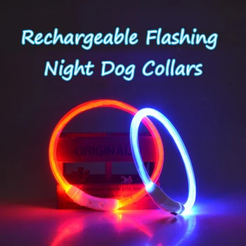 

Rechargeable Flashing Night Dog Collars USB Charging Luminous Puppy Collar Led Light Glow Pet Dog Collar With Usb Cable Charging