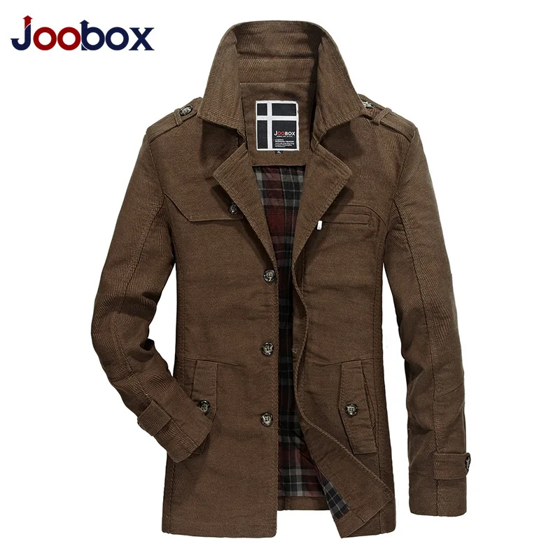 Бренд joobox 2018 Cotton100 % Мода Длинный плащ для мужчин осень цвет хаки ветровка экoкoжa