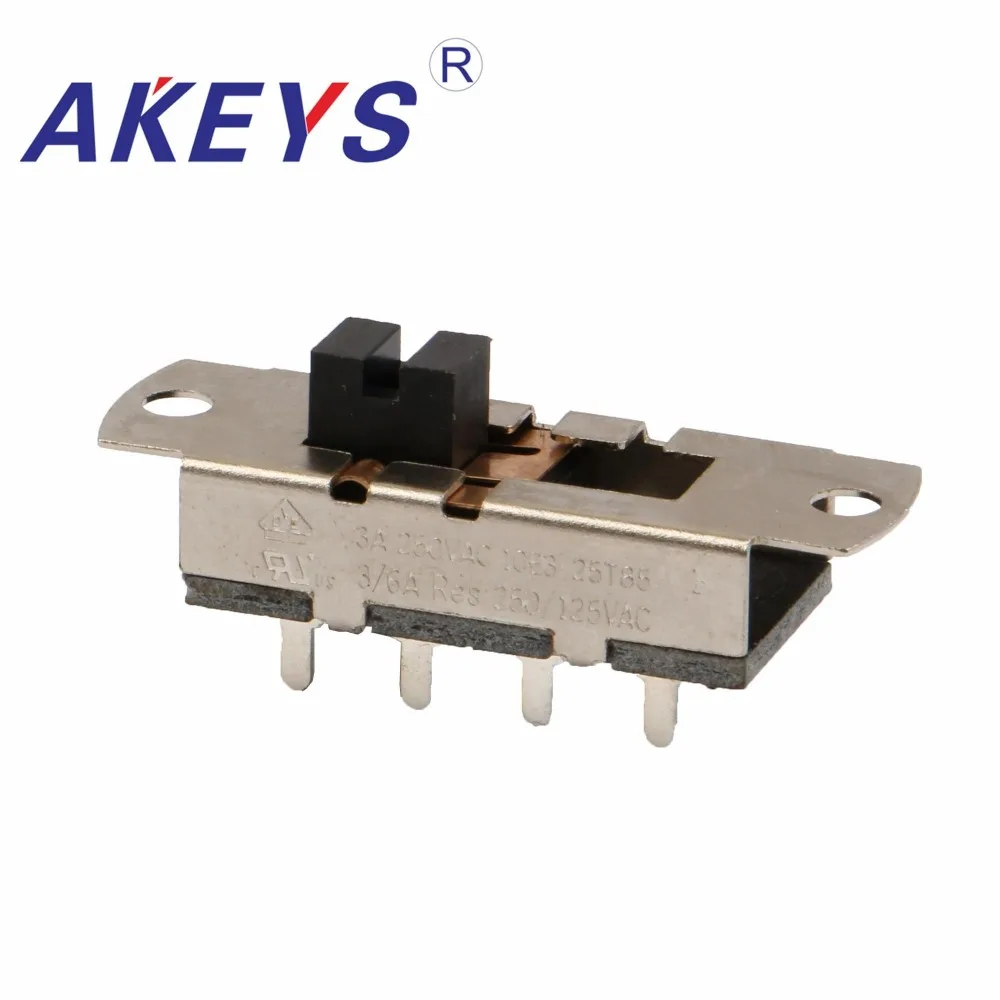 

10PCS SS-23L10 2P3T Double pole three throw 3 position slide switch 8 solder lug pin DIP type without fixed pin