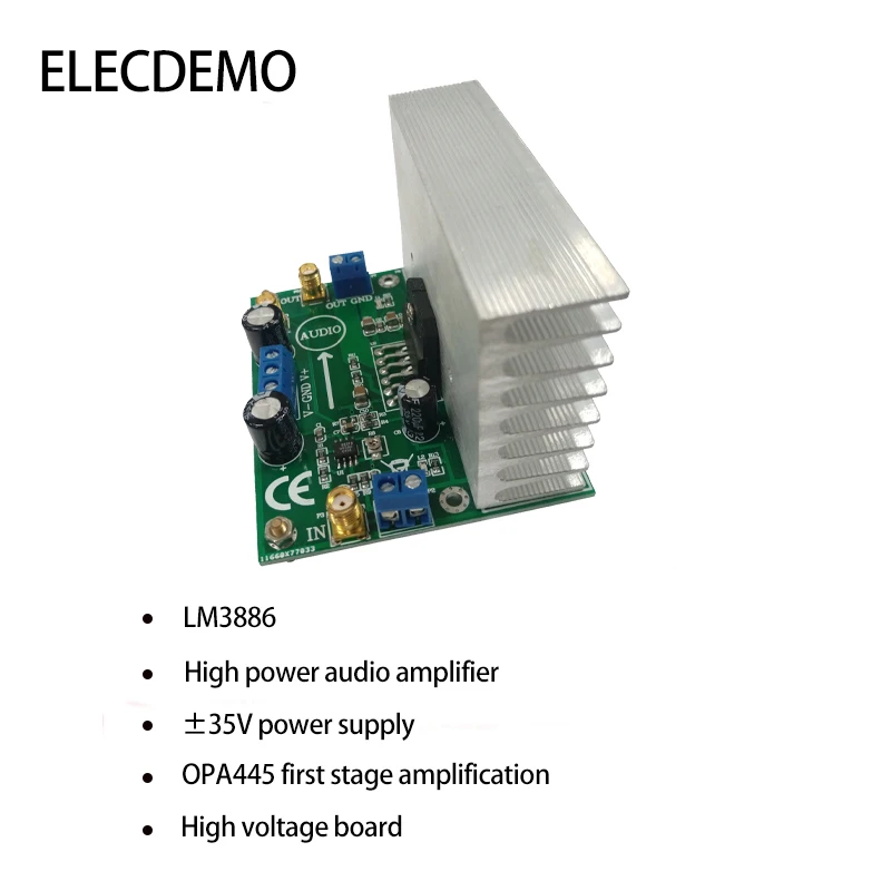 

LM3886 module power amplifier board power amplifier audio amplifier OPA445 high voltage version Function demo board