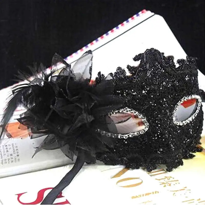 Маскарадный мяч маска для глаз перо-венецианские вечерние маскарадные платья карнавальные Кружевные маски Черный Красный Серебряный белый верхняя половина лица маска