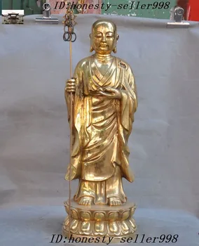 

Christmas Tibet Buddhism Temple Brass Jizo Bodhisattva Ksitigarbha Tang Monk Buddha Statue Halloween