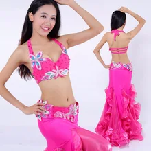 2017 Pretty Lady Belly Dance Costumes 2pcs/3pcs With Bra&Belt&Skirt For Almofada De Pescoco Female Performance Suit 3096