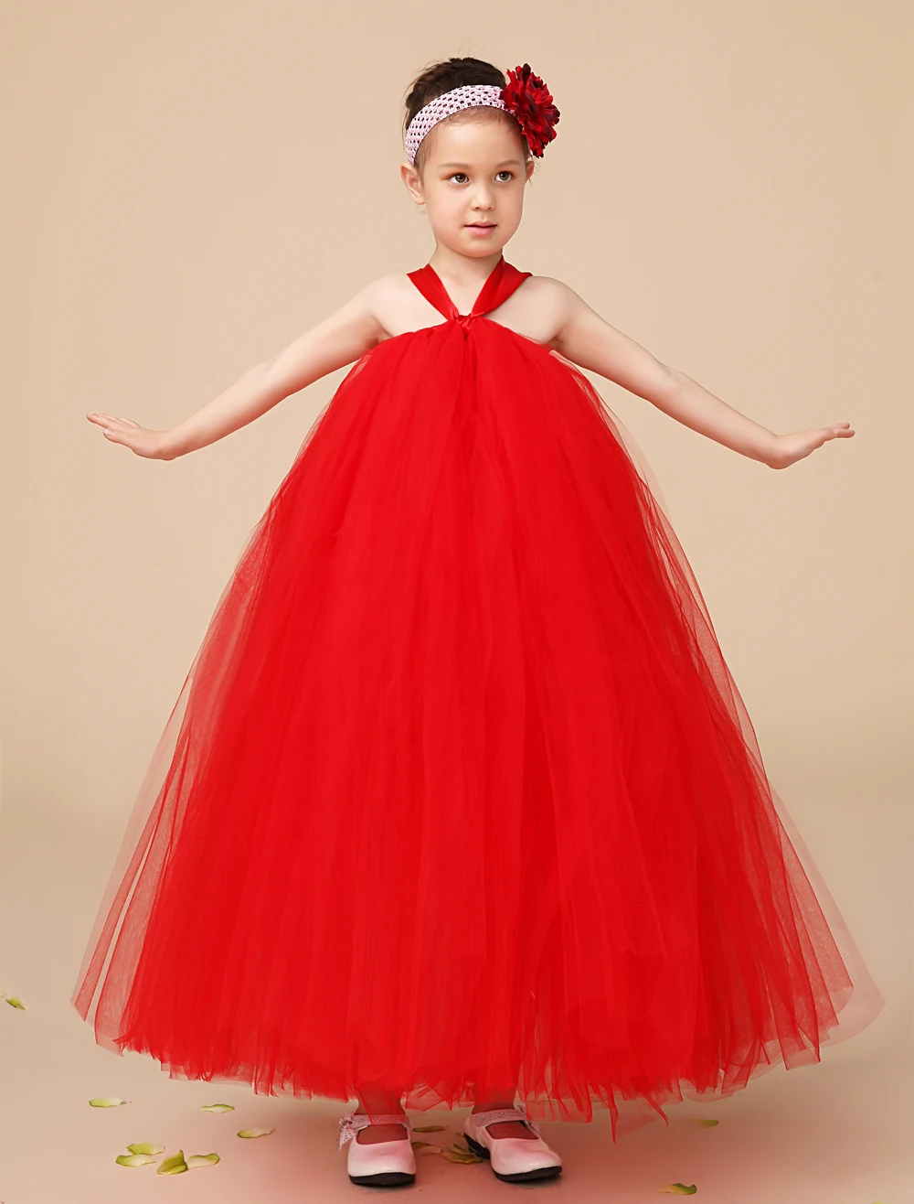 Fashion pretty Red little girls dresses TUTU dresses kids girls pageant Dresses formal dress free shipping