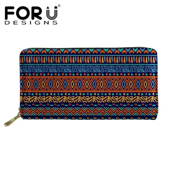 

FORUDESIGNS Women Long Wallets African National Printing Cartoon Girls Vintage Wallet Female Purse Cute Femal Card Coin Purses