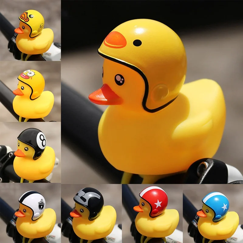 1pcs Cartoon Yellow Silica Gel Little Duck Shape Bicycle Bells Shining Mountain Bike Handlebar Duck Head Light Accessories New