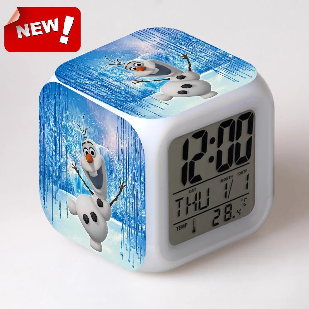 Olaf Будильник цифровой 7 цветов Изменение ЖК-дисплей часы Despertador Пробуждение свет пластик Reloj - Цвет: clock