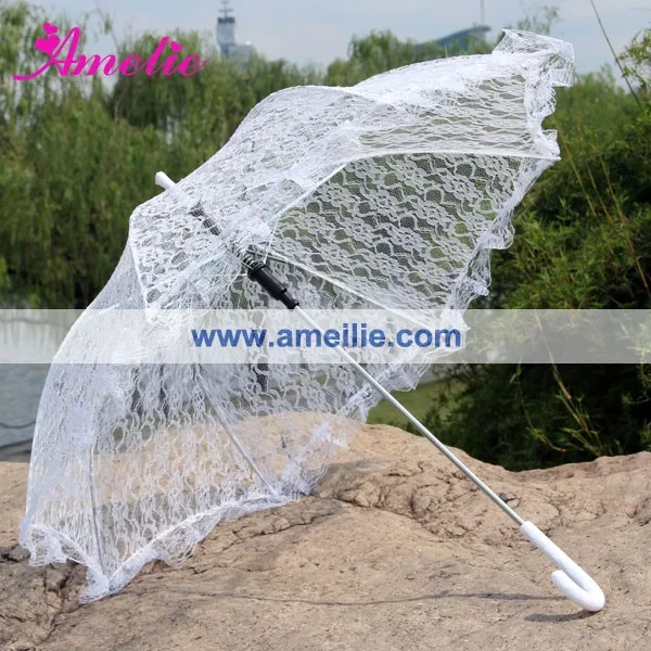 Белый свадебный кружевной зонтик