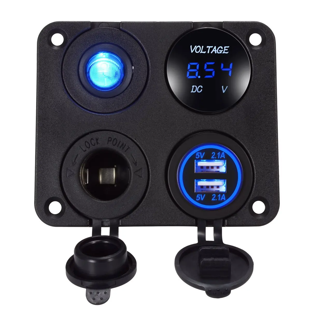Ceny Ładowarka samochodowa 4 w 1 ładowarka z podwójnym portem usb 4.2A woltomierz 12V zapalniczka samochodowa włącznik ON OFF dla łodzi Marine RV Truck Camper Vehicles